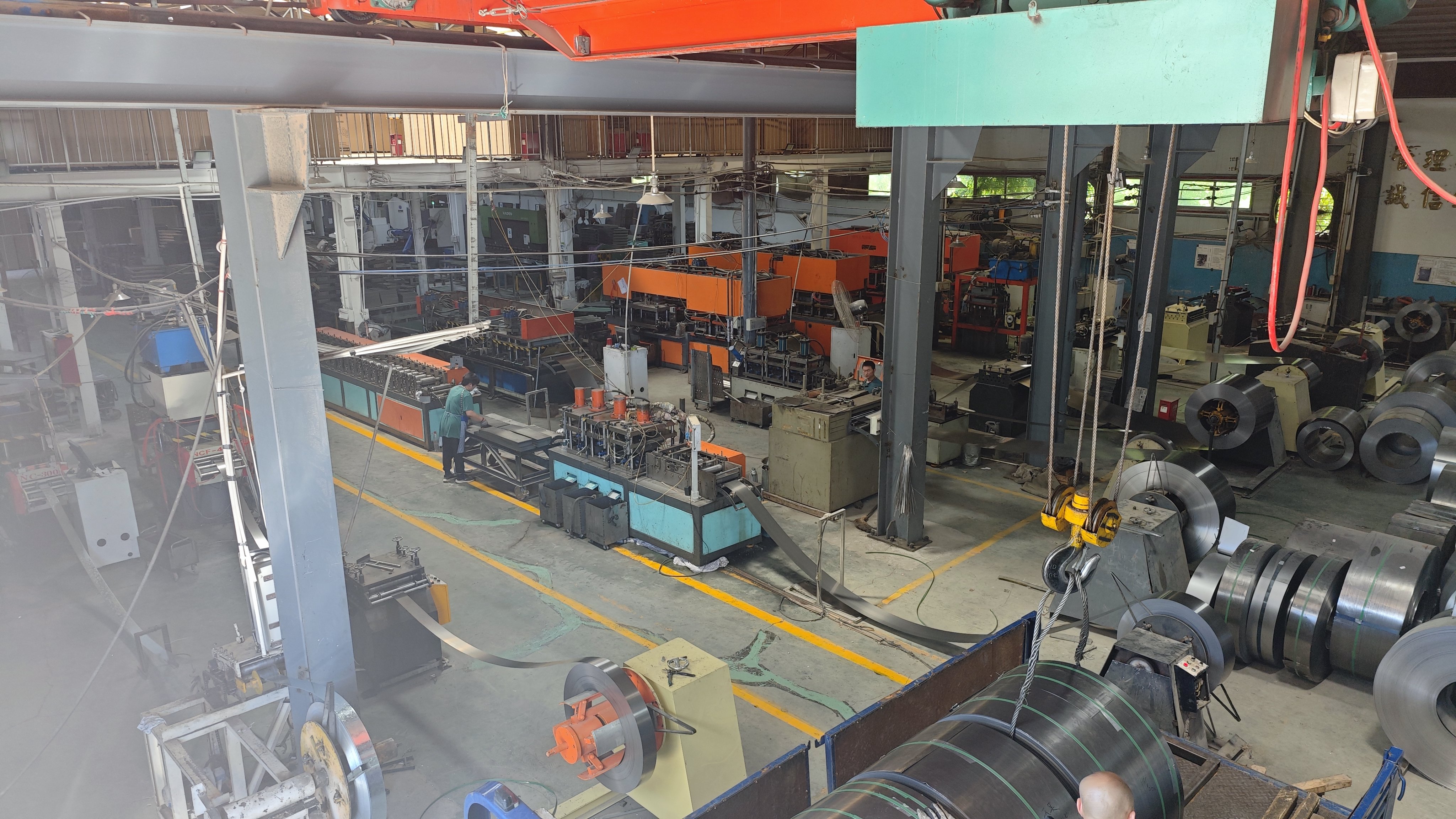 Elevated view of a cabinet production floor